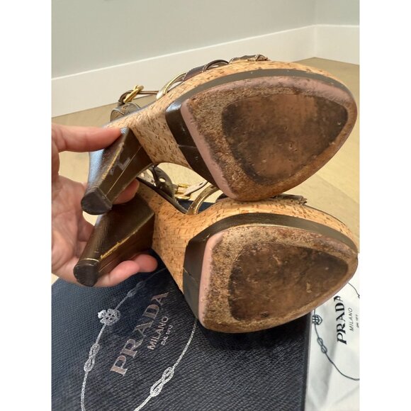 Prada  "Metal Bronzo" sandals, size EU 37.5, US size 7 - Picture 9 of 14
